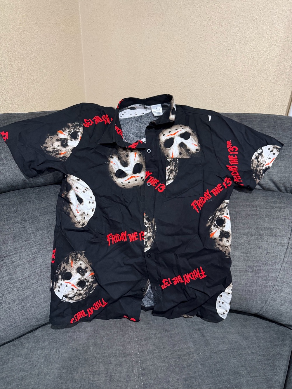 Friday the 13th Black Graphic Camp Shirt